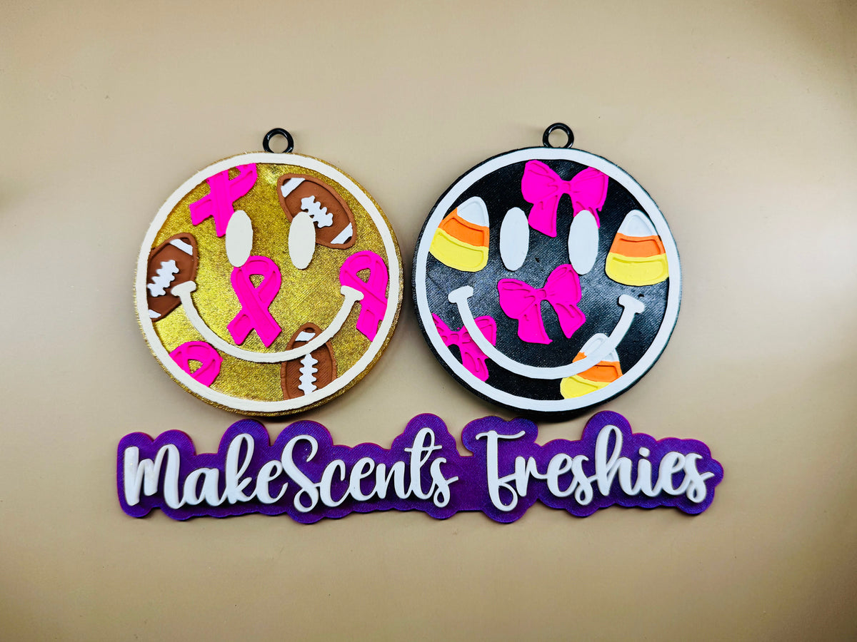 Football and Breast cancer ribbon smiley